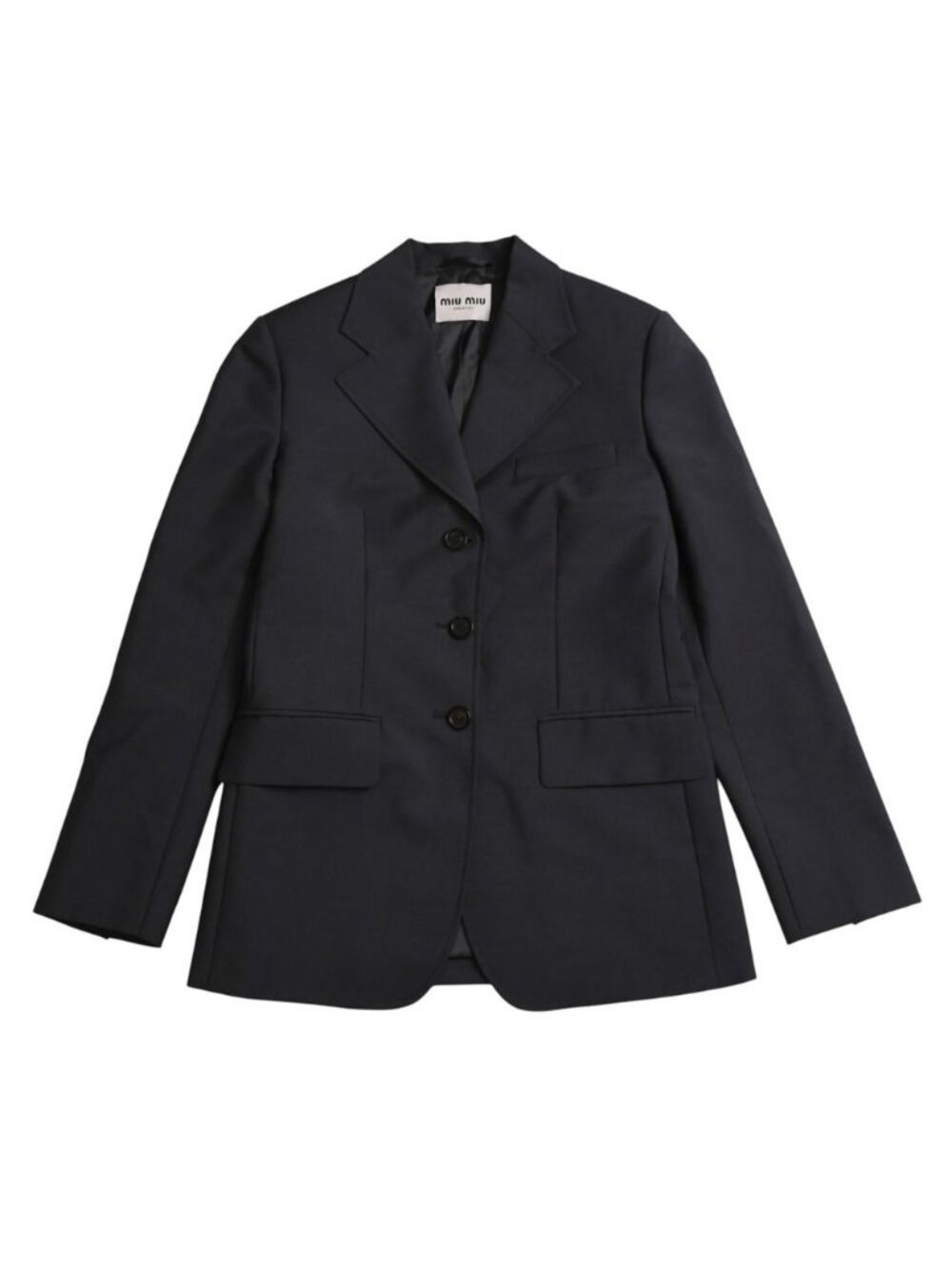 Miu Miu Single Tailored Jacket Logo Patch Gray Button Suit